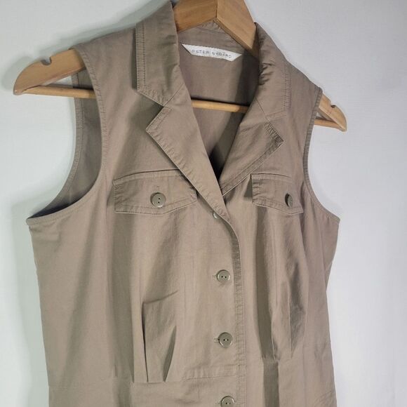 Peter Nygard Sleeveless Tan Button-Up Dress - Picture 4 of 15